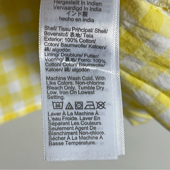 J Crew Gingham flutter top with bib trim yellow white 100% cotton size XXL - Picture 7 of 10
